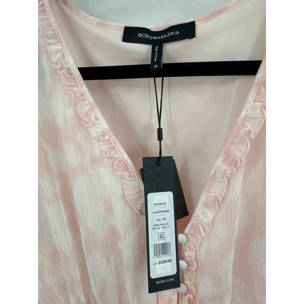 Bcbgmaxazria Short Sleeve Tiered Ruffle Dress in Potpourri Medium NWT - Picture 4 of 6